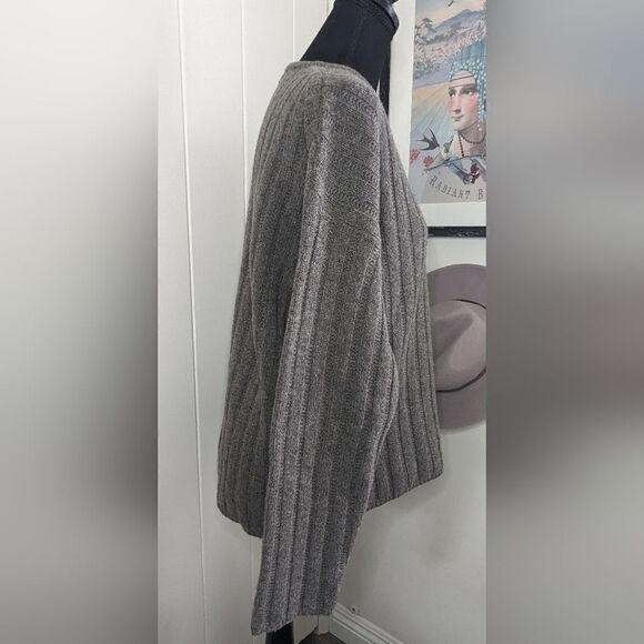 J. Crew Gray Lambswool Cable Knit Fisherman Sweater M Dark Academia Whimsigoth - Picture 6 of 9